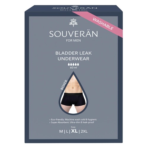 SOUVERAN, BOXER for MEN (Bladder Leak), Black, Size XL