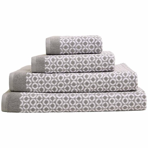 M&S Pure Cotton Repeat Links Bath Towel, Grey