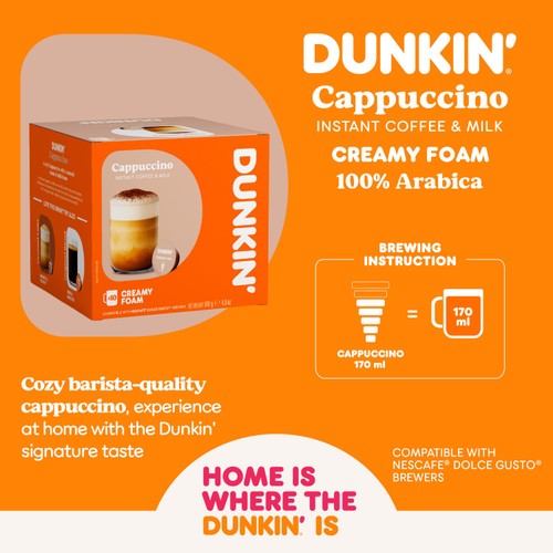 Dunkin Cappuccino Dolce Gusto Compatible Coffee Pods