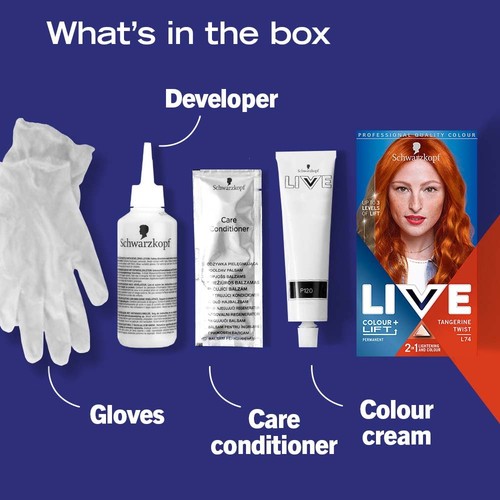 Schwarzkopf LIVE Colour + Lift, Copper Hair Dye, Tangerine Twist L74