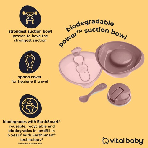 Vital Baby Nourish Power Suction Bowl - natural berry