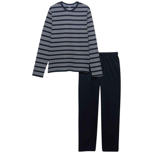 M&S Pure Cotton Striped Pyjama Set, S, Navy