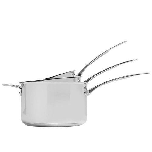 M&S 3 Piece Stainless Steel Pan Set, Silver