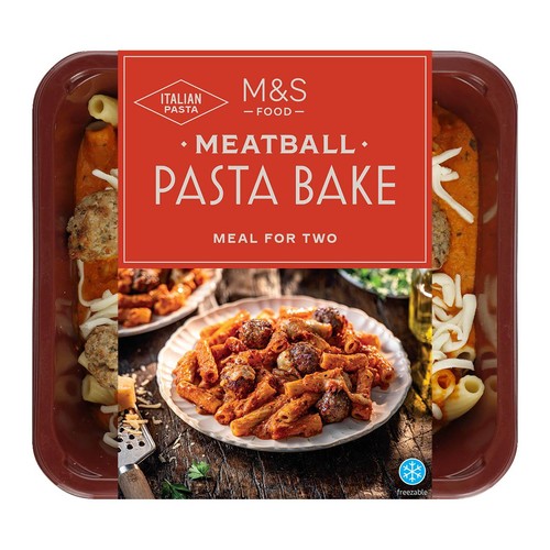 M&S Meatball Pasta Bake Serves 2