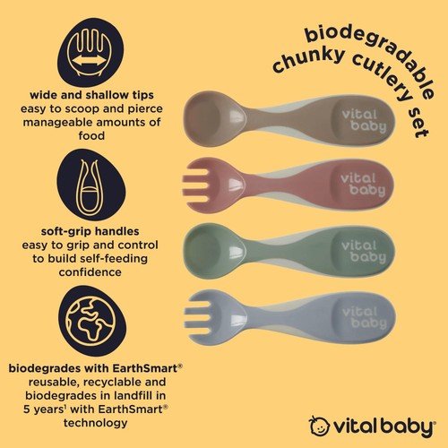 Vital Baby Nourish Chunky Cutlery 4pk - natural