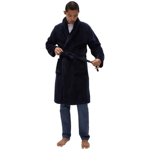 M&S Mens Fleece Supersoft Dressing Gown, XL, Navy