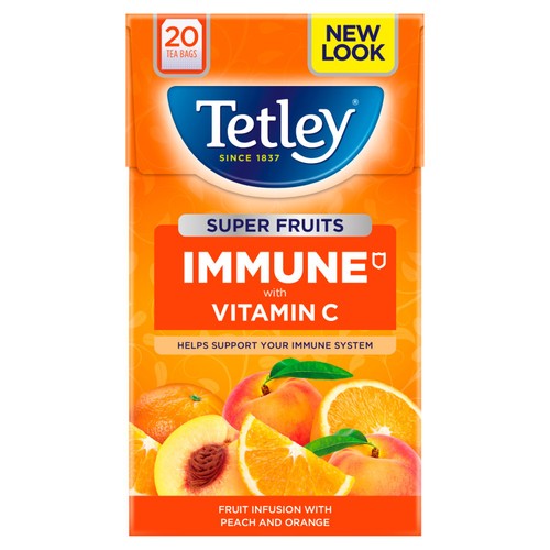 Tetley Super Fruit Tea Immune Peach & Orange Tea Bags