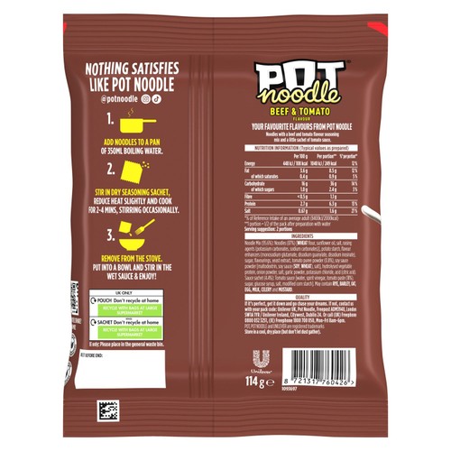 Pot Noodle Beef & Tomato Instant Noodles 114g