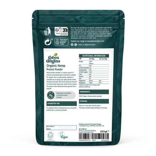 Green Origins Organic Raw Hemp Protein Powder