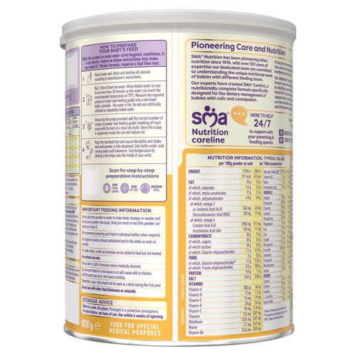 SMA Comfort Easy to Digest Baby Milk Powder Formula From Birth 800g