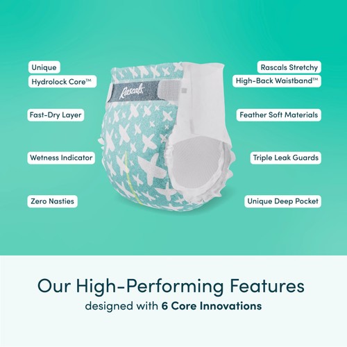 Rascals Premium Nappies, Size 5 (13-18kg)