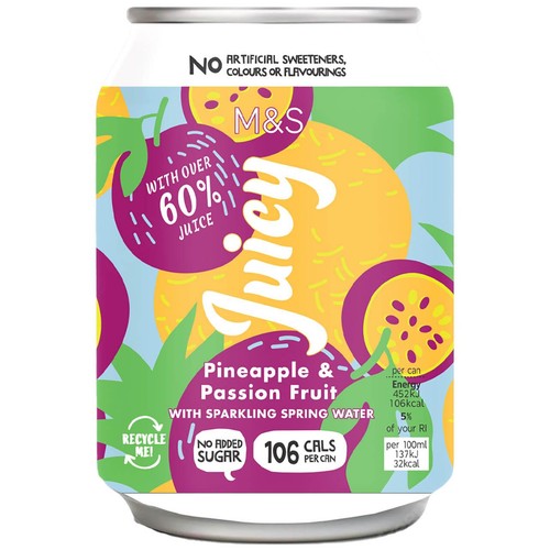 M&S Juicy Pineapple & Passion Fruit Sparkling Spring Water Multipack