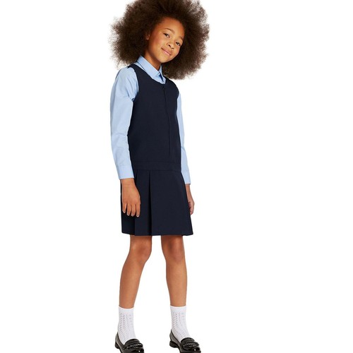 M&S Girls Crease Resistant School Pinafores, 11-12 Years, Navy