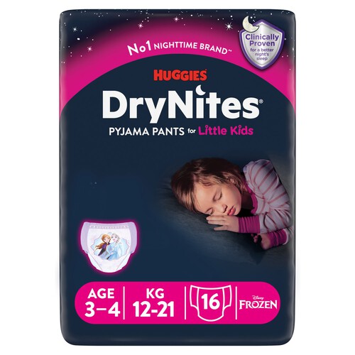 Huggies Pampers Dry Nites DryNites 3-4 Yrs Girl Jumbo Pack Ocado