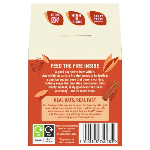 Quaker Porridge To Go Cinnamon Breakfast Bars
