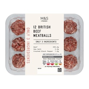M&S Only 3 Ingredients 12 Beef Meatballs
