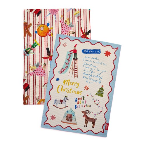 Eleanor Bowmer Dear Santa Tea Towel Pair
