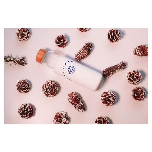 Evian SOMA Travel Glass Water Bottle Designer Blue