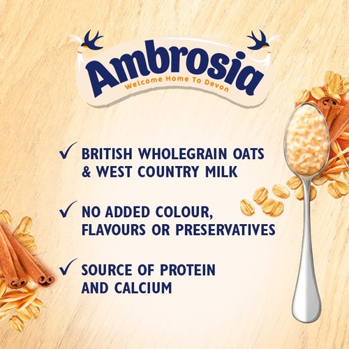 Ambrosia Ready to Eat Porridge Oat Cereal Pot Cinnamon