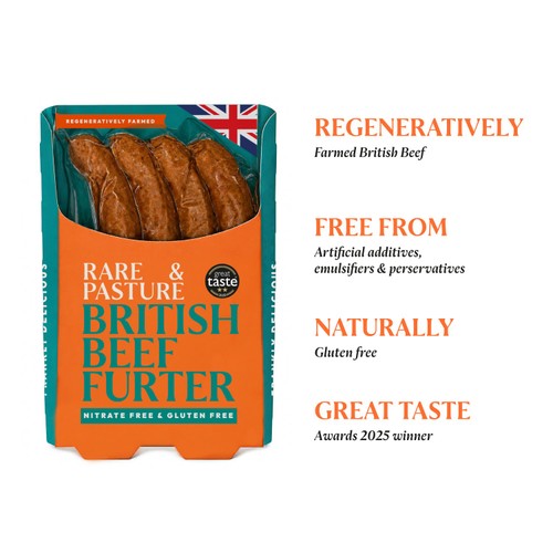 Rare & Pasture British Nitrate Free Beef Frankfurter Hot Dog