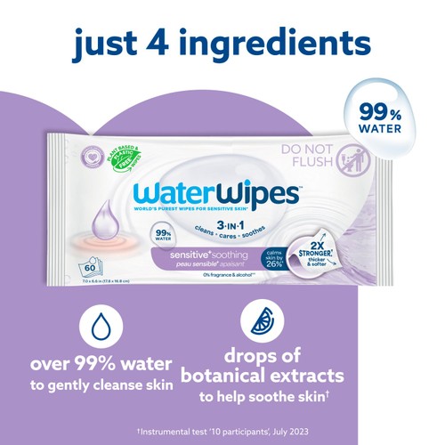 WaterWipes Soothing Baby Wipes 6 Pack (360 Count)