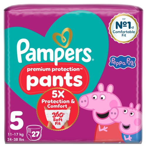 Pampers Premium Protection Nappy Pants, Size 5 (12-17kg) Essential Pack