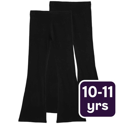 M&S Girls Cotton Flared Leggings, 10-11 Years, Black