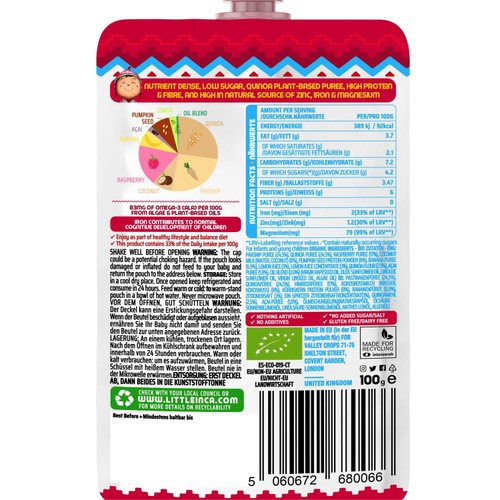 Little Inca Quinoa Porridge Baby Food Pouch 8 months +