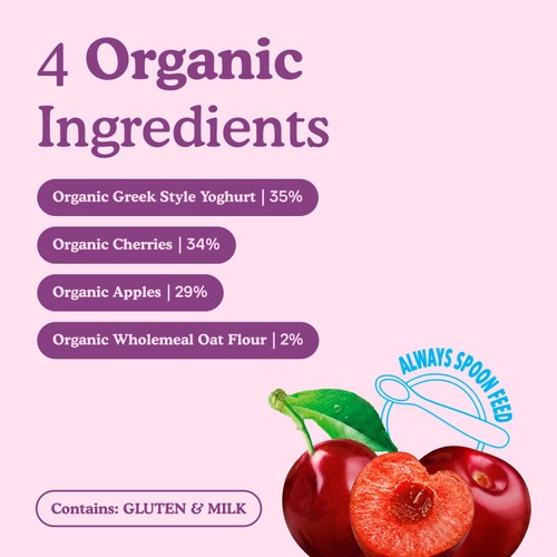 Little Freddie Organic Cherry Greek Style Yoghurt Baby Food Pouch 6+ M
