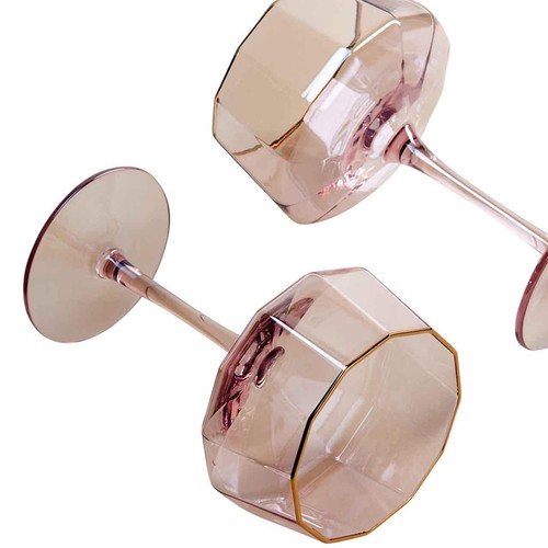 M&S Pearlescent Lustre Coupe Glasses, Pink