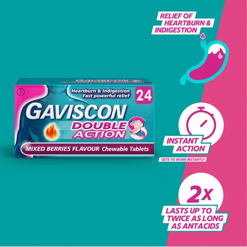 Gaviscon Double Action Tabs Heartburn Indigestion Mixed Berry