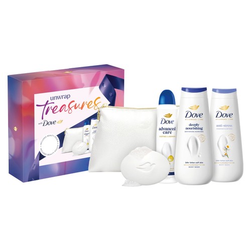 Dove Treasures Collection Tin and Beauty Pouch Gift Set
