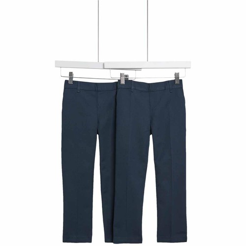 M&S Boys Regular Leg Adjustable Hem Trousers, 10-11 Years, Black