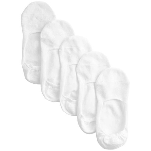 M&S Mens 5 Pack Cotton Rich No Show Trainer Liners, 9-12, White