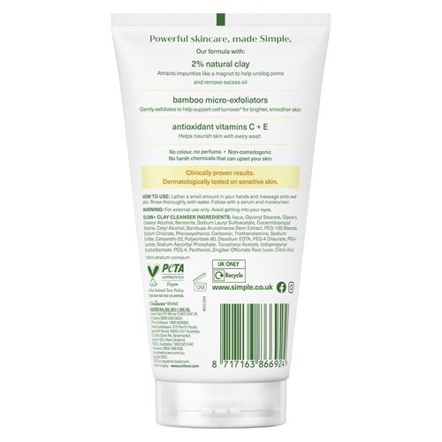 Simple Protect 'N' Glow Express Glow Clay Polish Cleanser