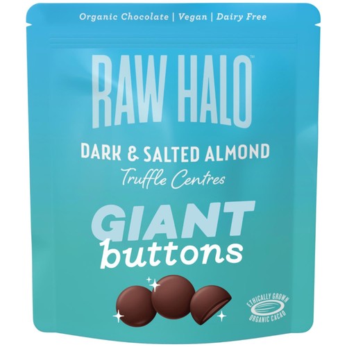 Raw Halo Dark & Salted Almond Vegan Giant Chocolate Buttons