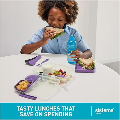 Sistema 1.65L Bento Lunch Box To Go with Yogurt Pot