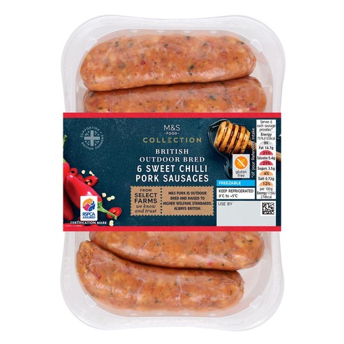 M&S Collection 6 Sweet Chilli Pork Sausages