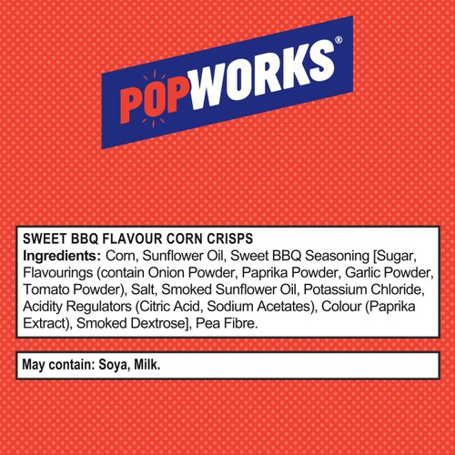 Popworks Sweet BBQ Popped Crisps Sharing Bag