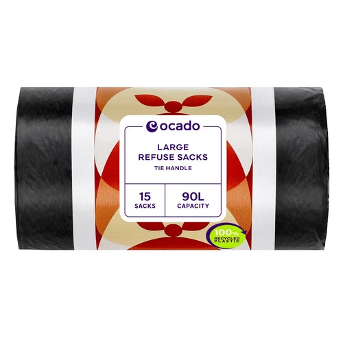 Ocado Large Black  Tie Handle Refuse Sacks