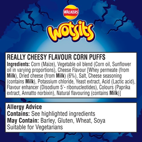 Walkers Wotsits Crunchy Really Cheesy Snacks Crisps 140g