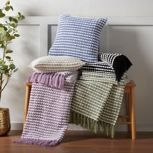 Catherine Lansfield Stab Stitch Throw Blue