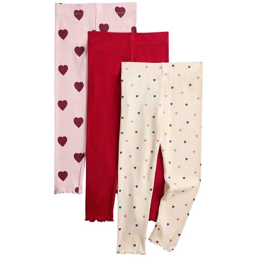 M&S 3pk Heart Leggings, 6-7 Years, Multi
