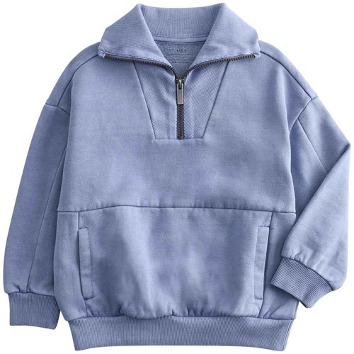 M&S Boys Cotton Rich Half Zip Sweatshirt, 6-7 Years, Indigo