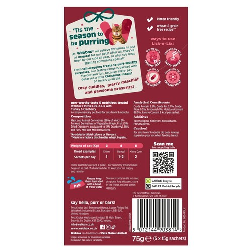 Webbox Christmas Lick-e-Lix With Turkey Cranberry Cat Treats Ocado