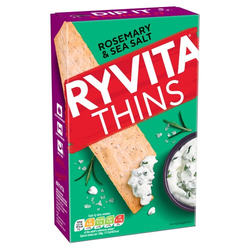 Ryvita Thins Rosemary & Sea Salt Flatbread Crackers