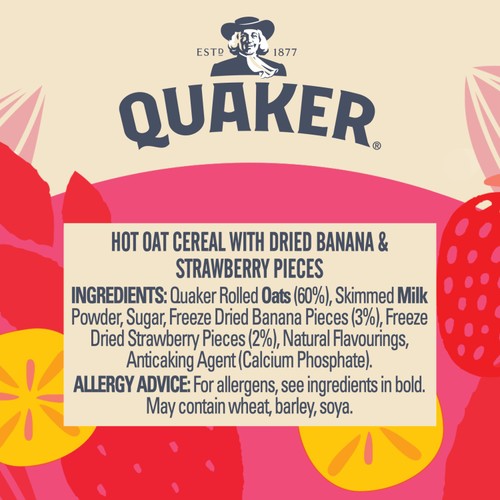 Quaker Oat So Simple Banana Strawberry Porridge Cereal Pot
