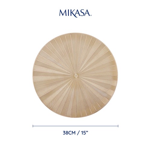 Mikasa PU Round Placemats, Gold, 38cm