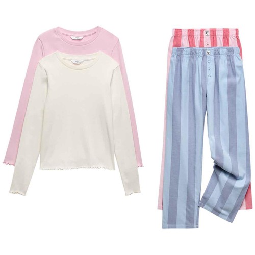 M&S Kids Striped Pyjama Set, 7-8 Y, Multi