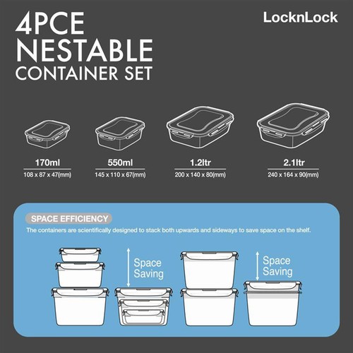 LocknLock Nestable Container Rectangular Set